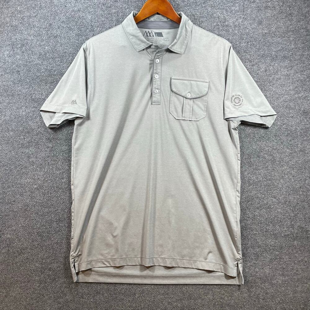 Matte Grey The Original Polo Shirt Men's Large Grey Chest Pocket Casual Stretch